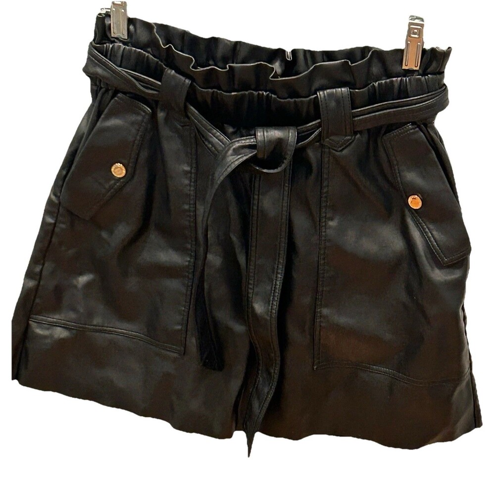 Marc New York Andrew Marc Black Faux Leather Skirt Size S